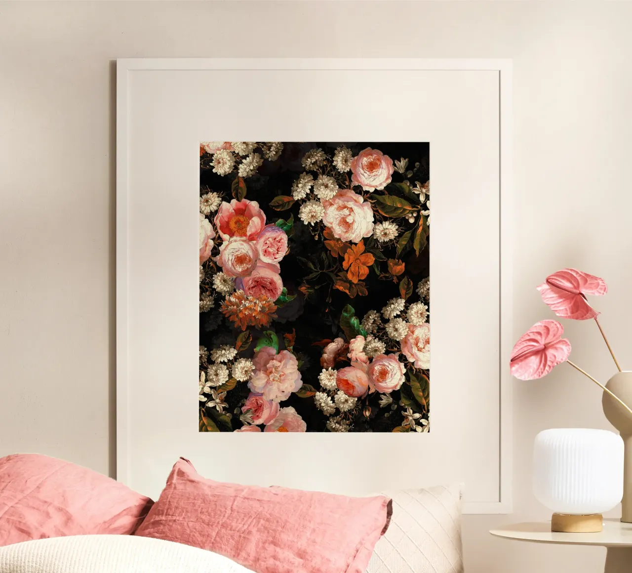 Giardino barocco mistico di mezzanotte 6 poster con telaio in legno da Flower Garden - Uta Naumann