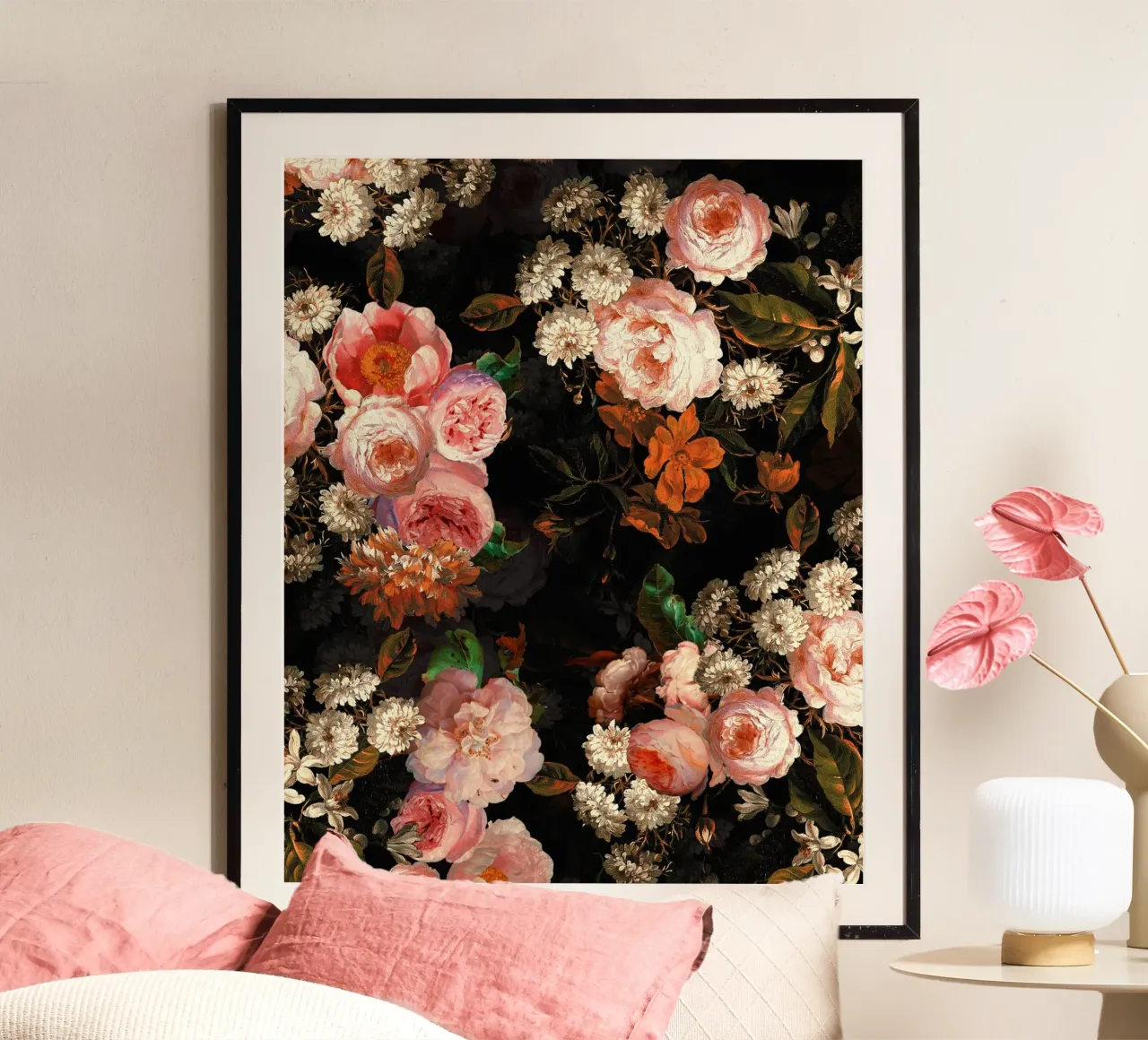 Giardino barocco mistico di mezzanotte 6 poster con telaio in legno da Flower Garden - Uta Naumann