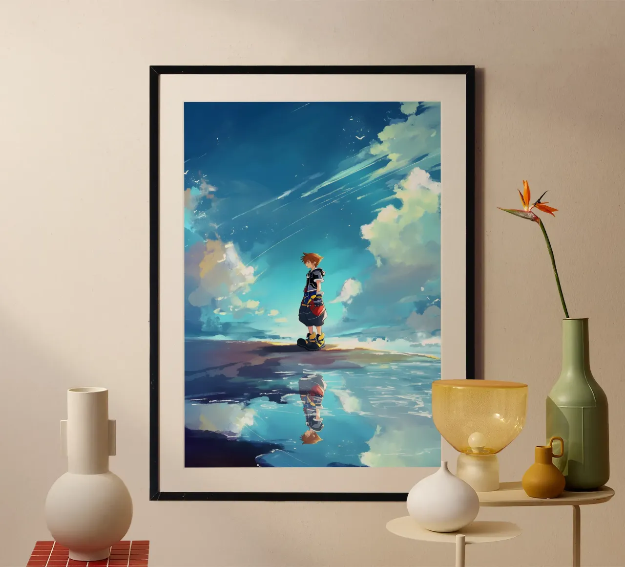 sora kingdom hearts poster con telaio in plastica da CreativeStudio