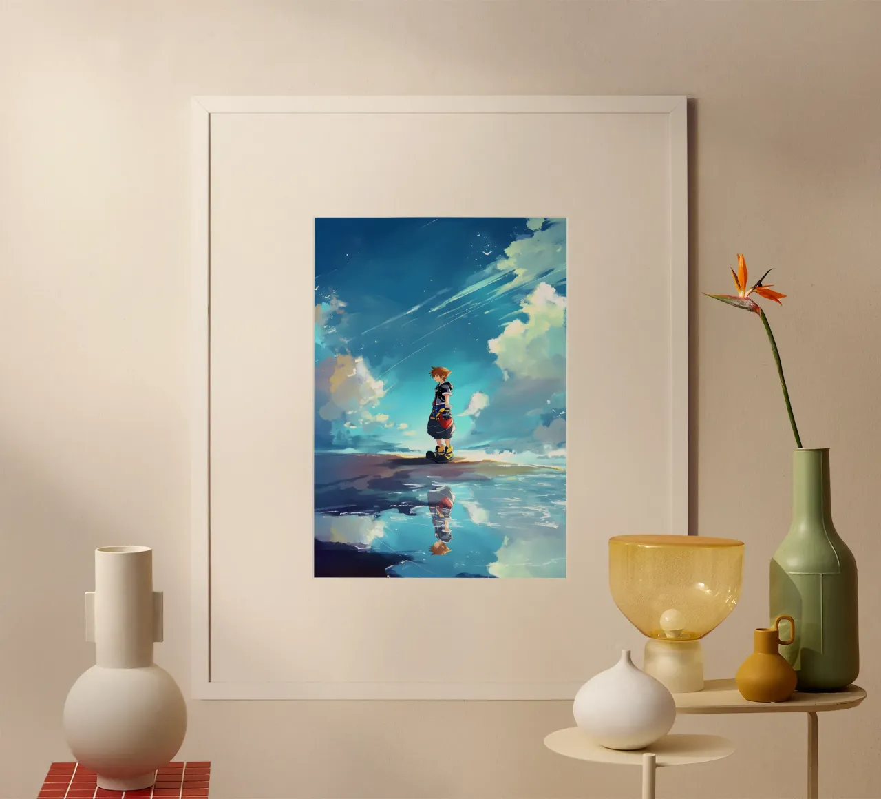 sora kingdom hearts poster con telaio in plastica da CreativeStudio