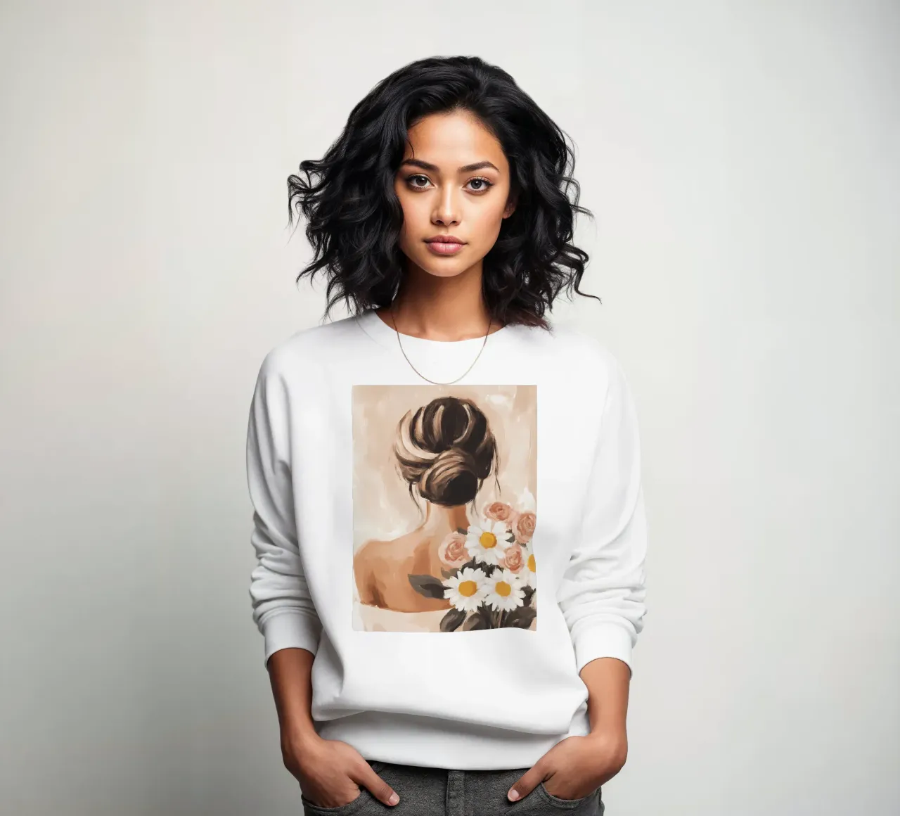 Girl with Flowers sweatshirt by IamHomeStudio