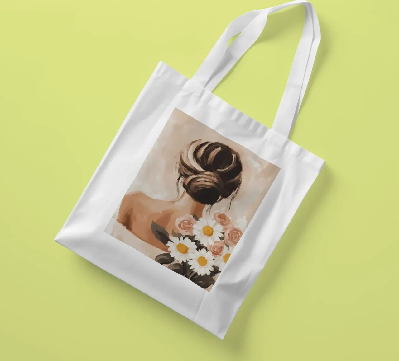 Ragazza con fiori borsa in juta da IamHomeStudio