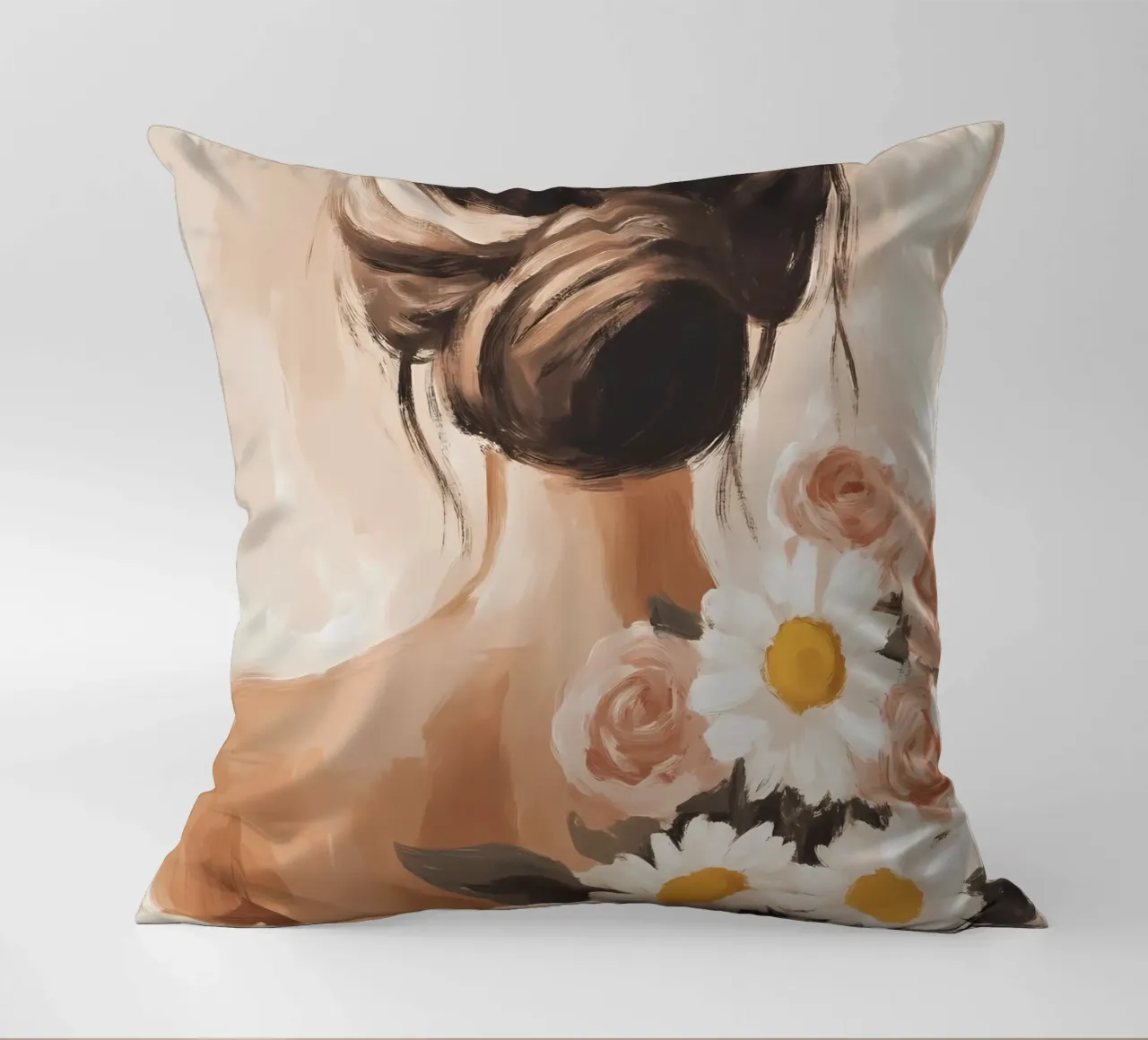 Ragazza con fiori cuscino da IamHomeStudio