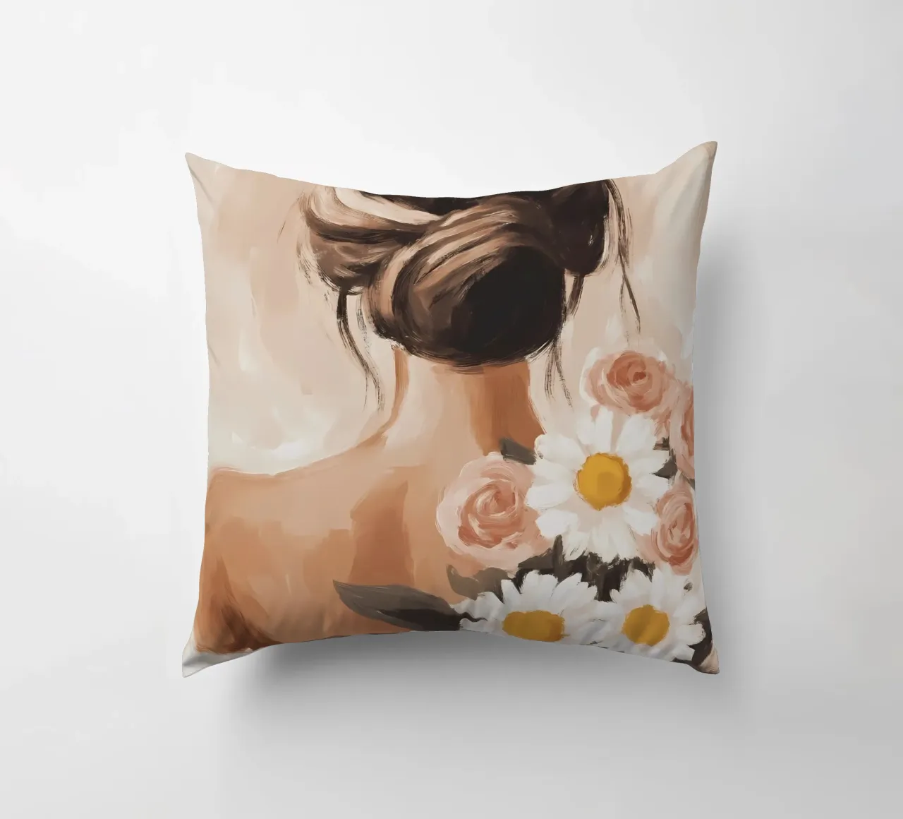Ragazza con fiori cuscino da IamHomeStudio