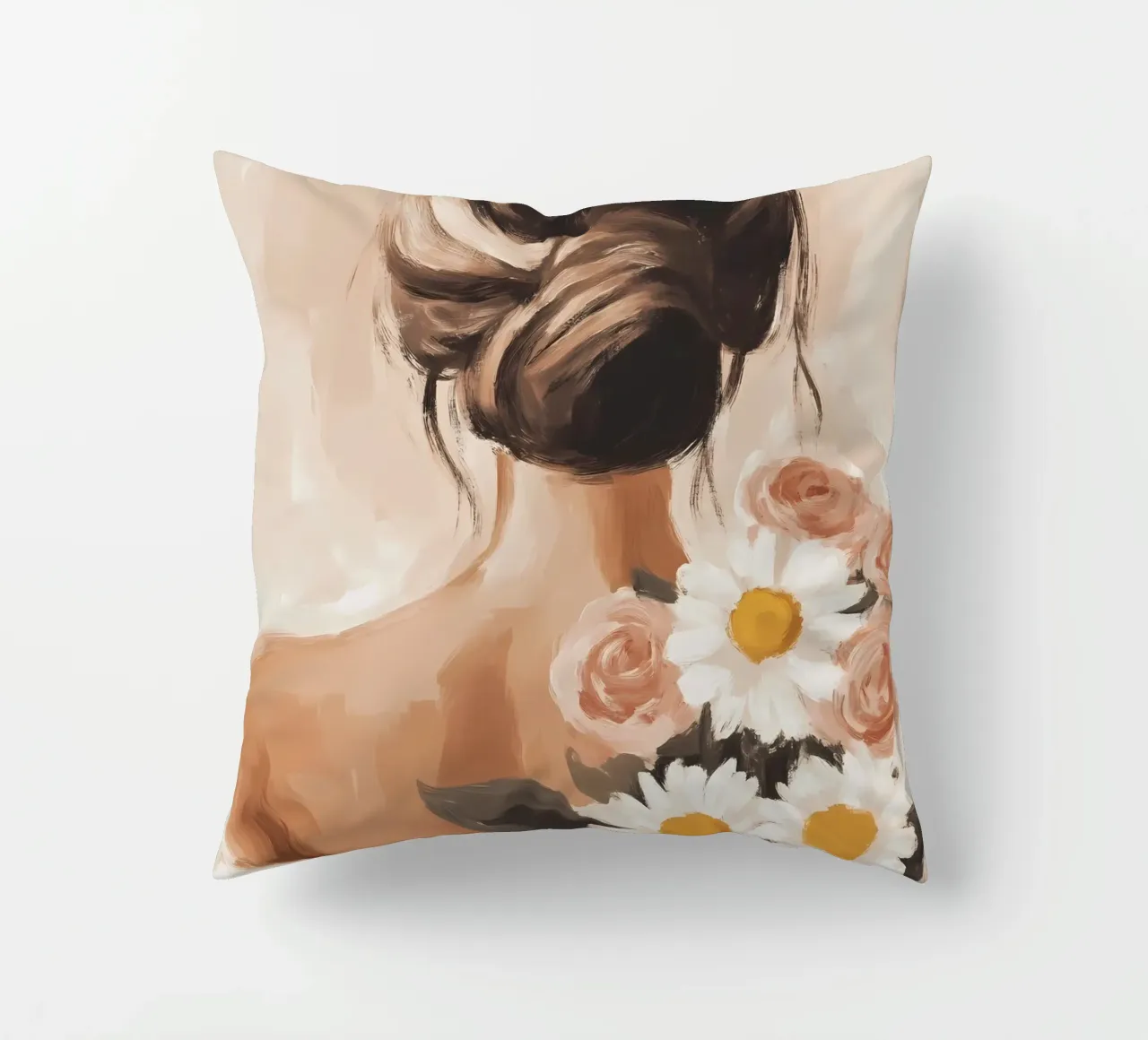 Ragazza con fiori cuscino da IamHomeStudio
