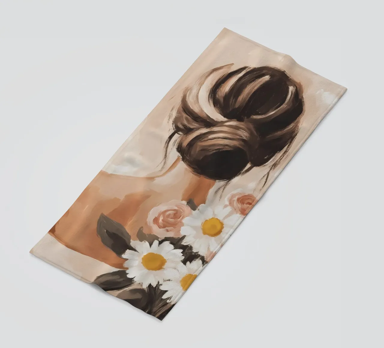 Ragazza con fiori telo mare da IamHomeStudio
