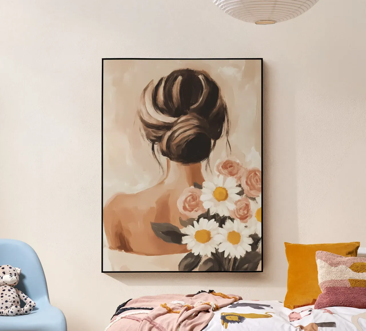 Ragazza con fiori plexiglass da IamHomeStudio