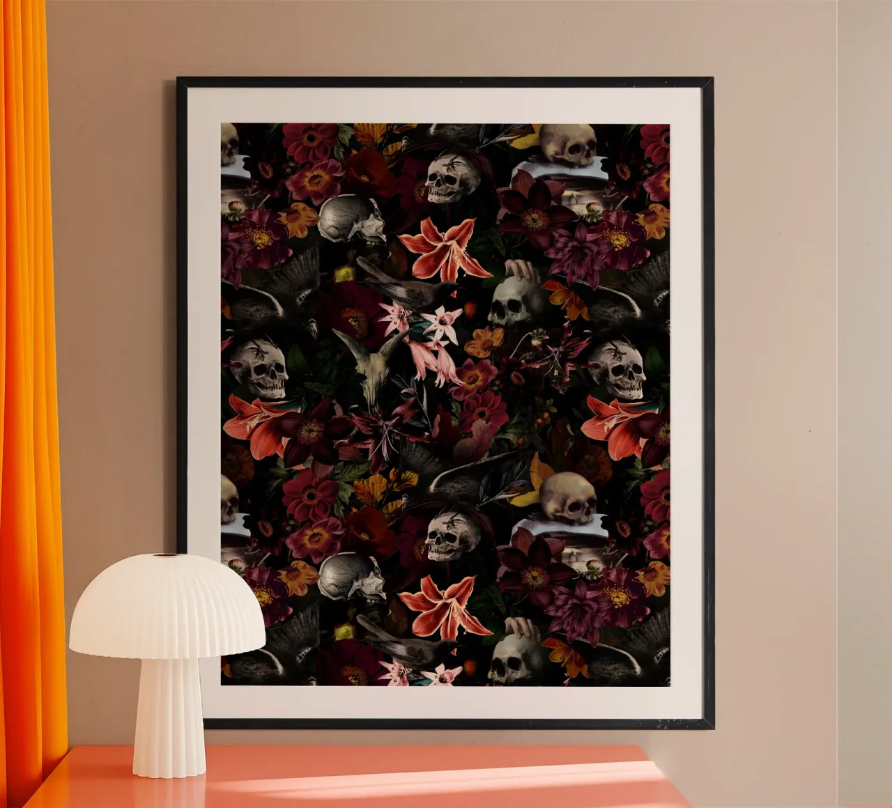 Barok Donkere Academia Mystieke Middernachtstuin poster van Flower Garden - Uta Naumann
