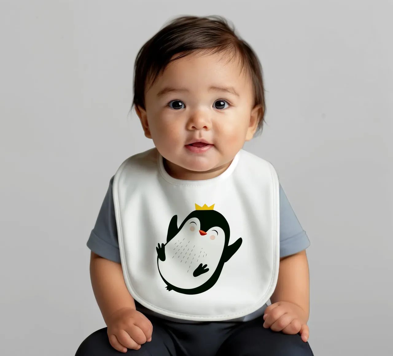 Allegro pinguino con corona d'oro bavaglino da namosh