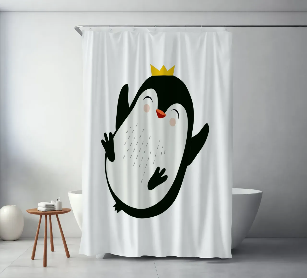 Allegro pinguino con corona d'oro tenda da doccia da namosh