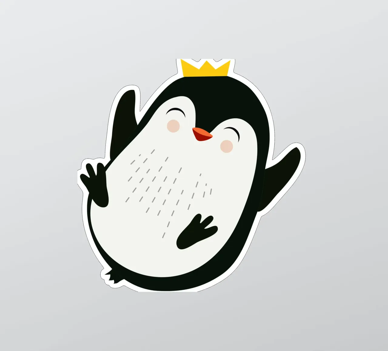 Allegro pinguino con corona d'oro adesivo da namosh