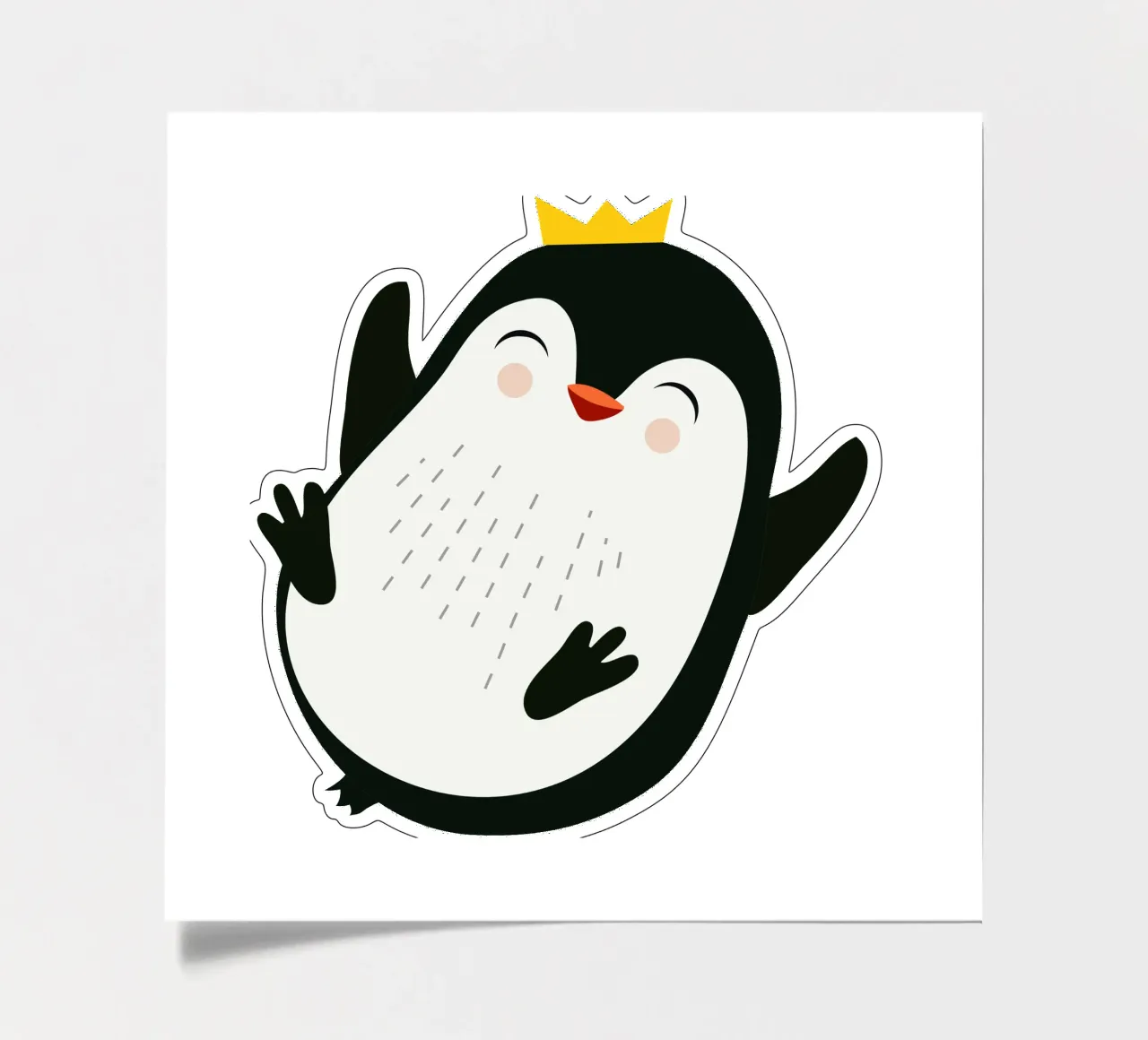Allegro pinguino con corona d'oro foglio adesivo da namosh