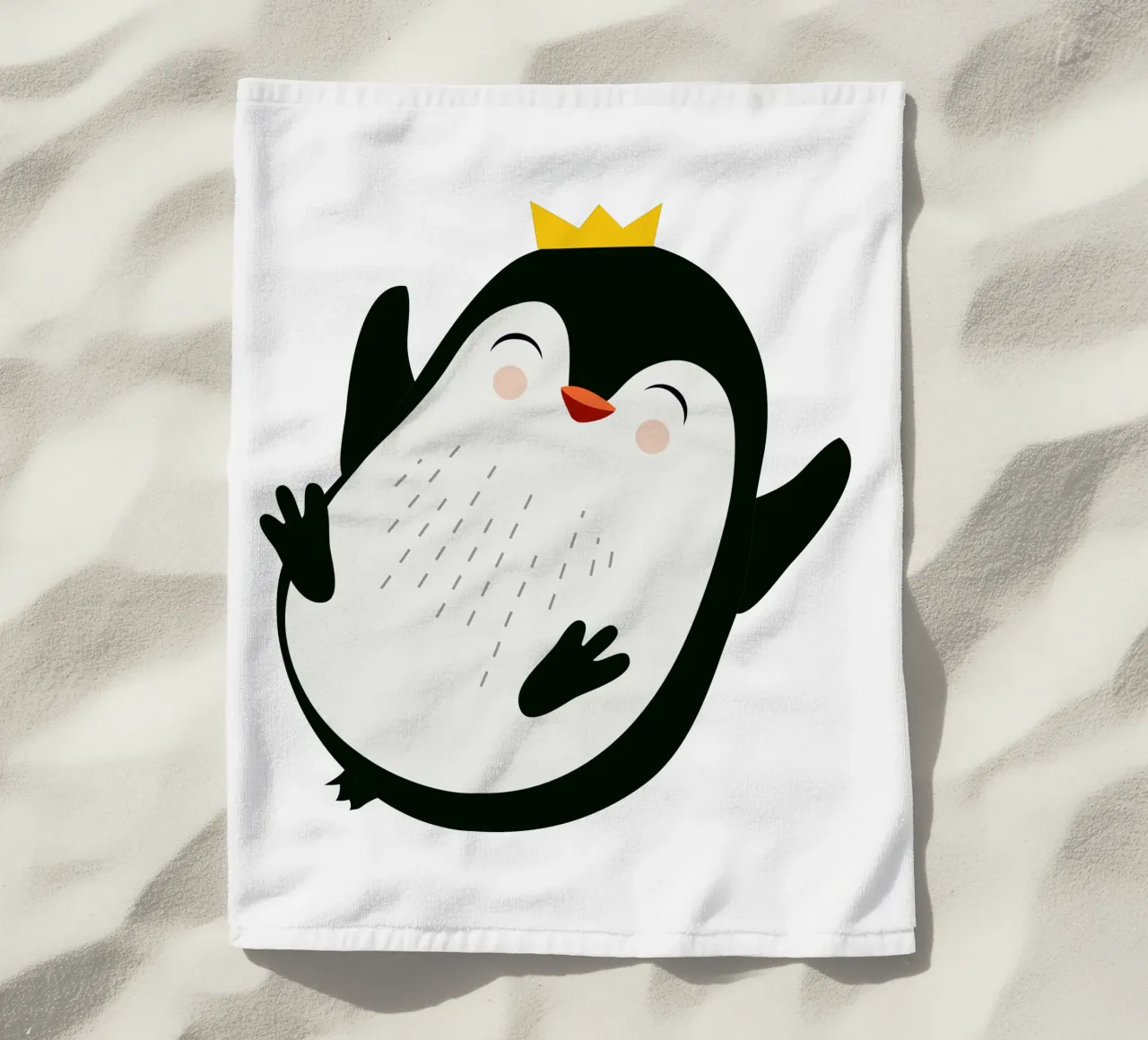 Allegro pinguino con corona d'oro telo mare da namosh