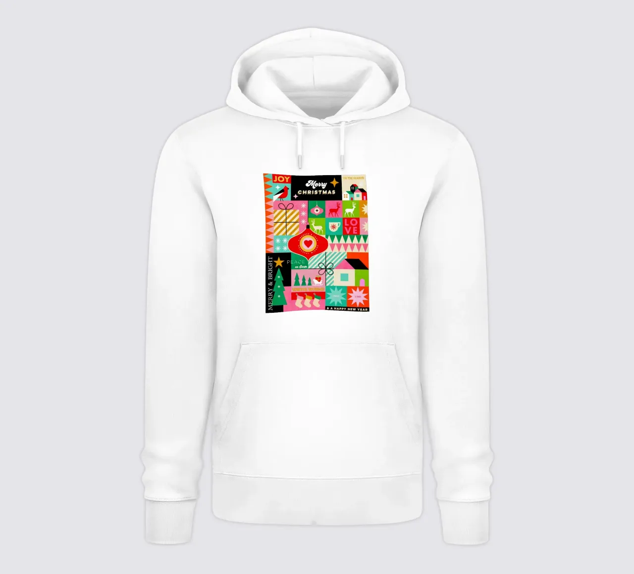 Buon Natale, auguri colorati di buone feste Patchwork felpa con cappuccio da Dominique Vari