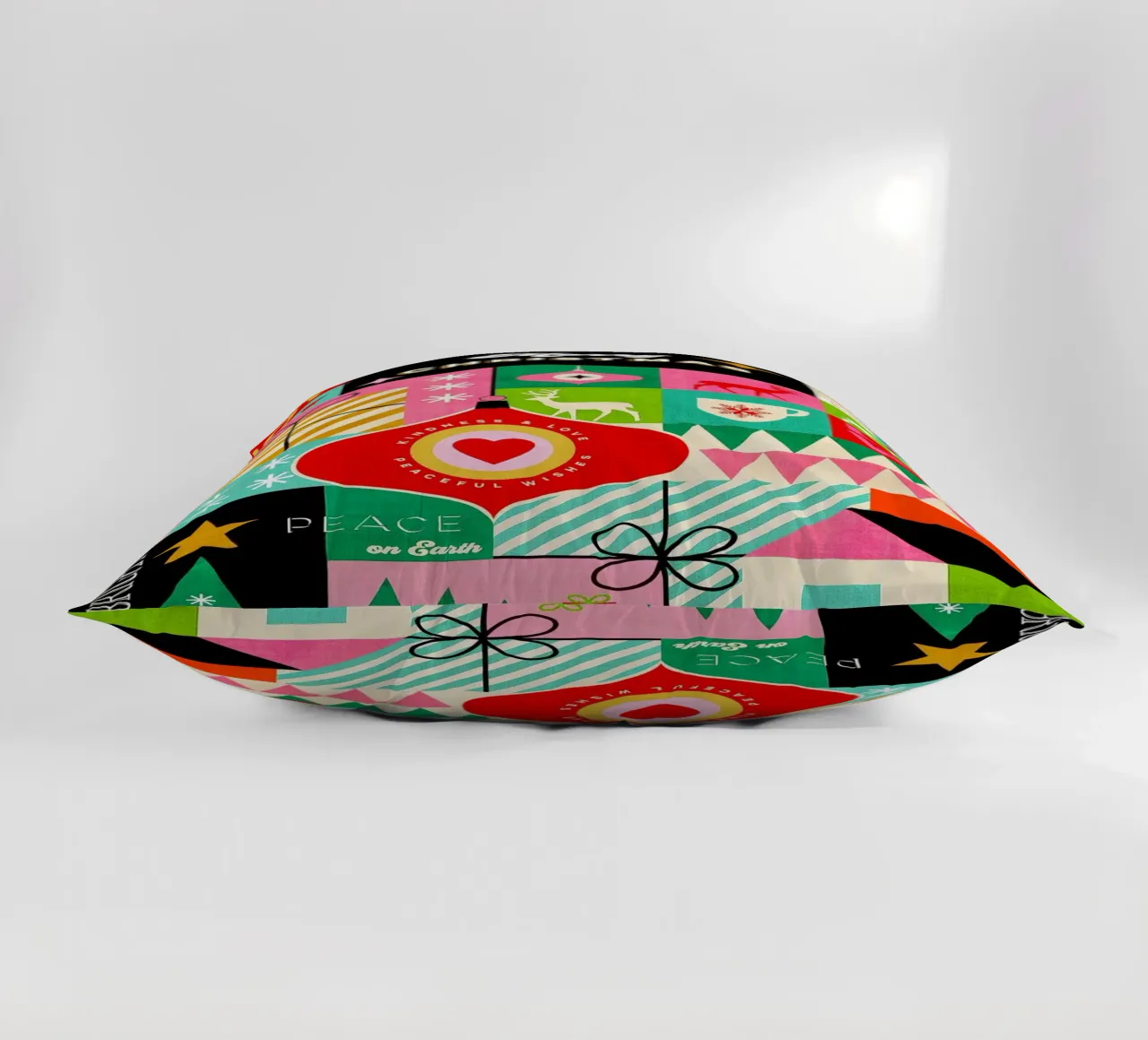 Buon Natale, auguri colorati di buone feste Patchwork cuscino da Dominique Vari
