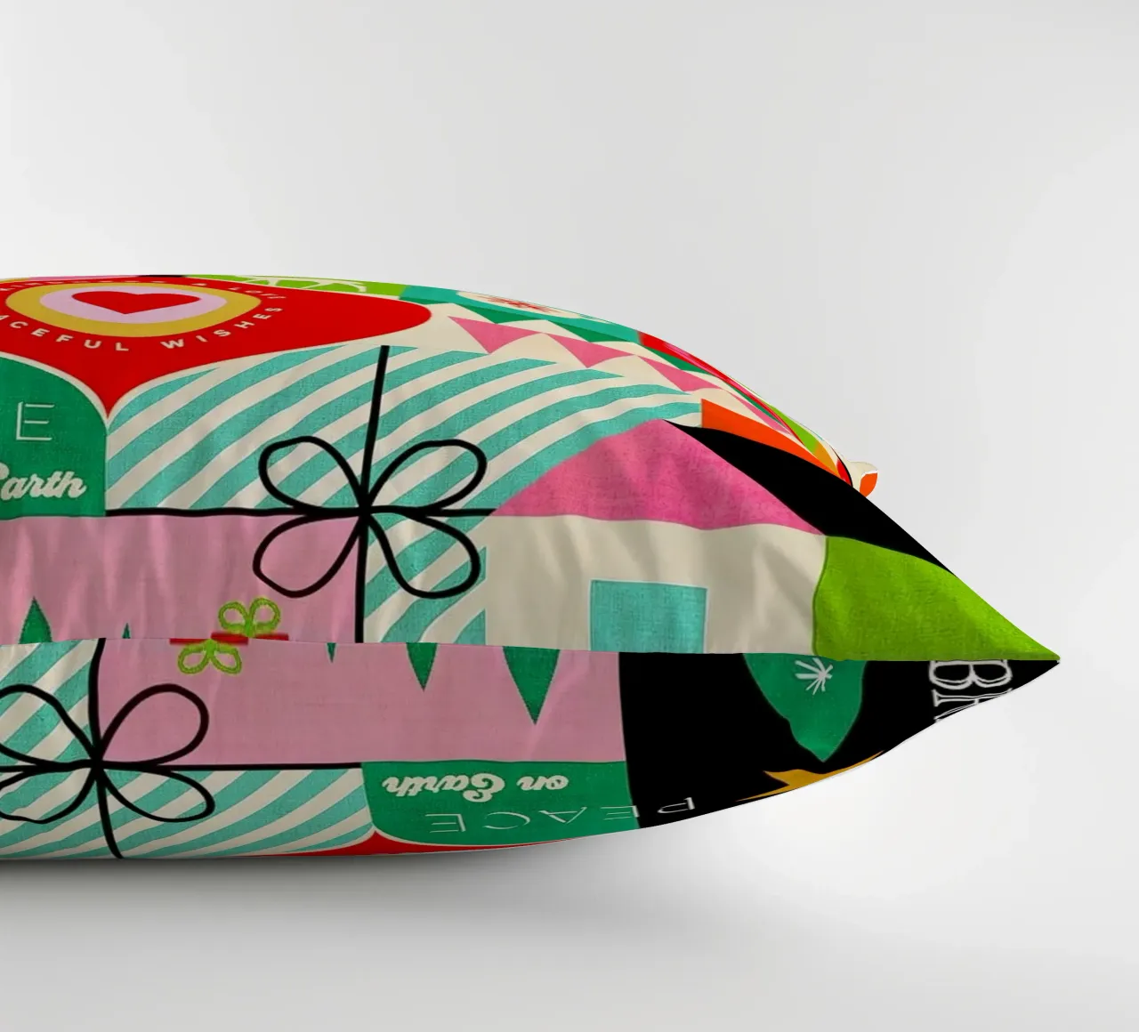 Buon Natale, auguri colorati di buone feste Patchwork cuscino da Dominique Vari