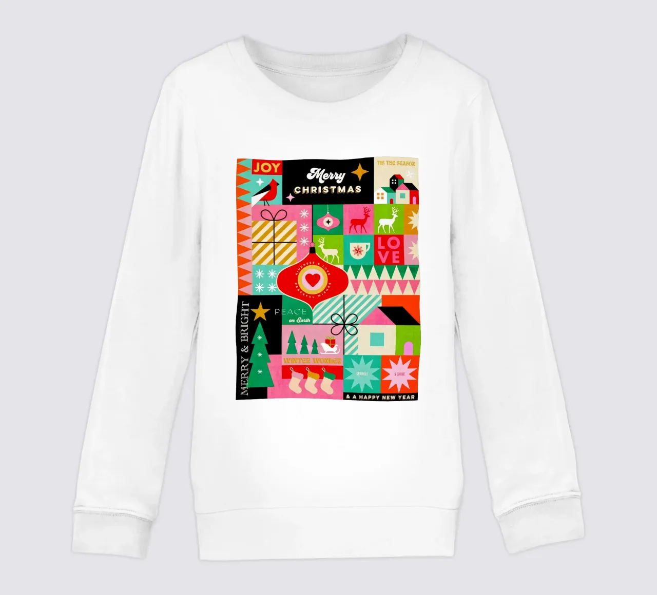 Buon Natale, auguri colorati di buone feste Patchwork felpa bambino da Dominique Vari