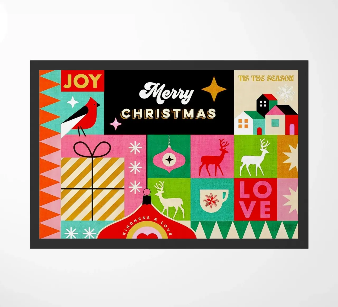 Buon Natale, auguri colorati di buone feste Patchwork zerbino da Dominique Vari