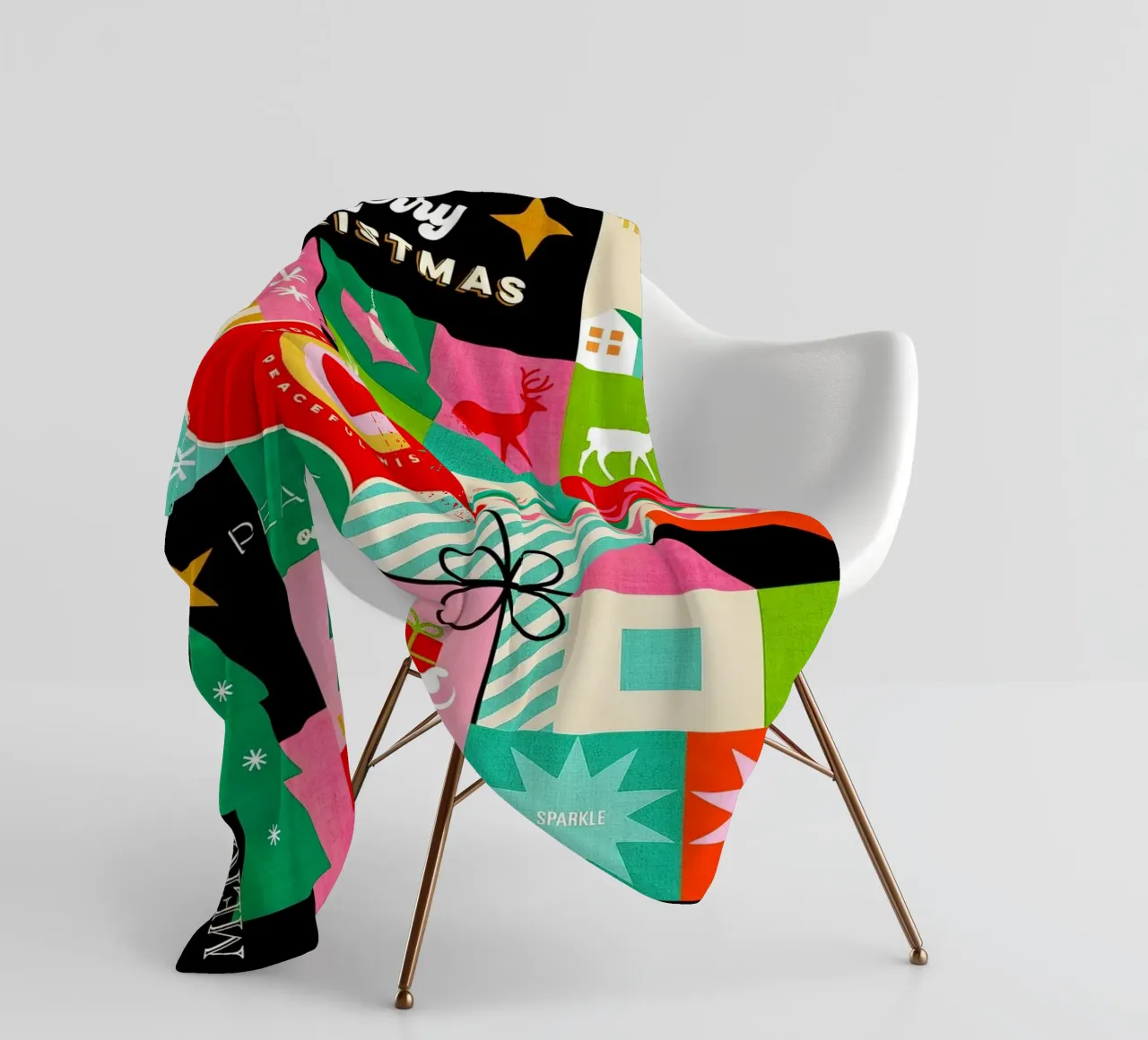 Buon Natale, auguri colorati di buone feste Patchwork coperta in pile da Dominique Vari