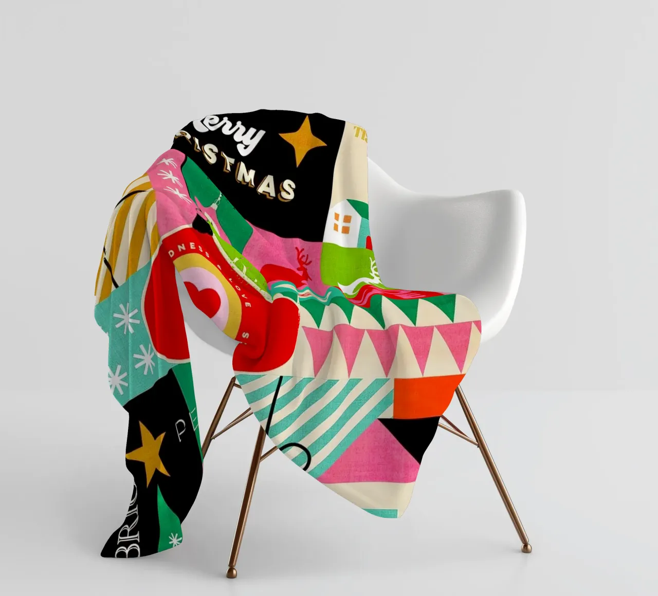Buon Natale, auguri colorati di buone feste Patchwork coperta in pile da Dominique Vari