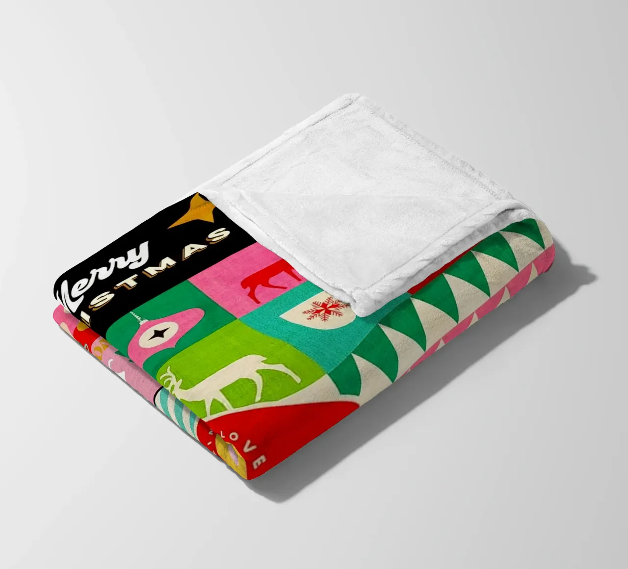 Buon Natale, auguri colorati di buone feste Patchwork coperta in pile da Dominique Vari
