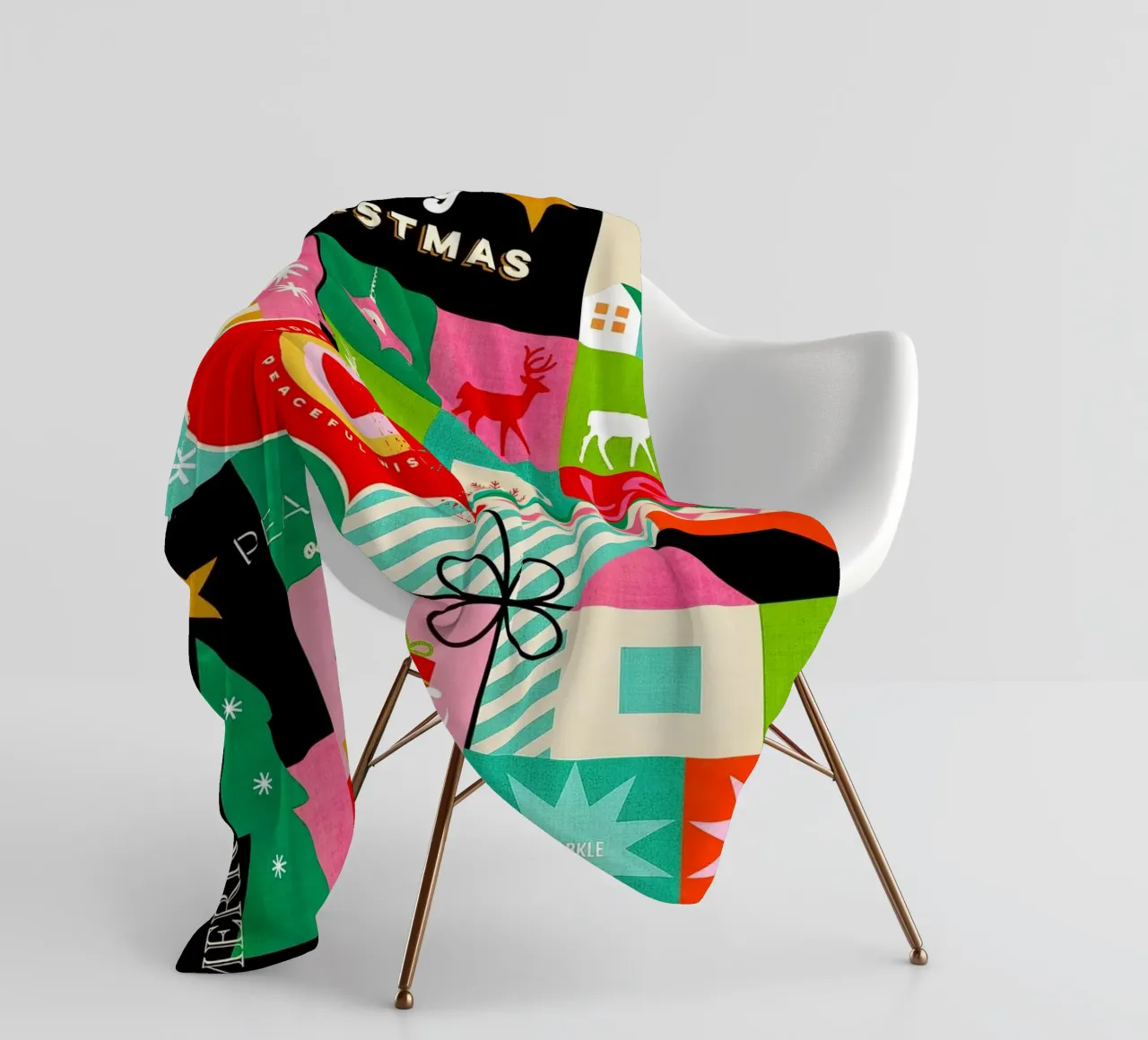 Buon Natale, auguri colorati di buone feste Patchwork coperta in pile da Dominique Vari