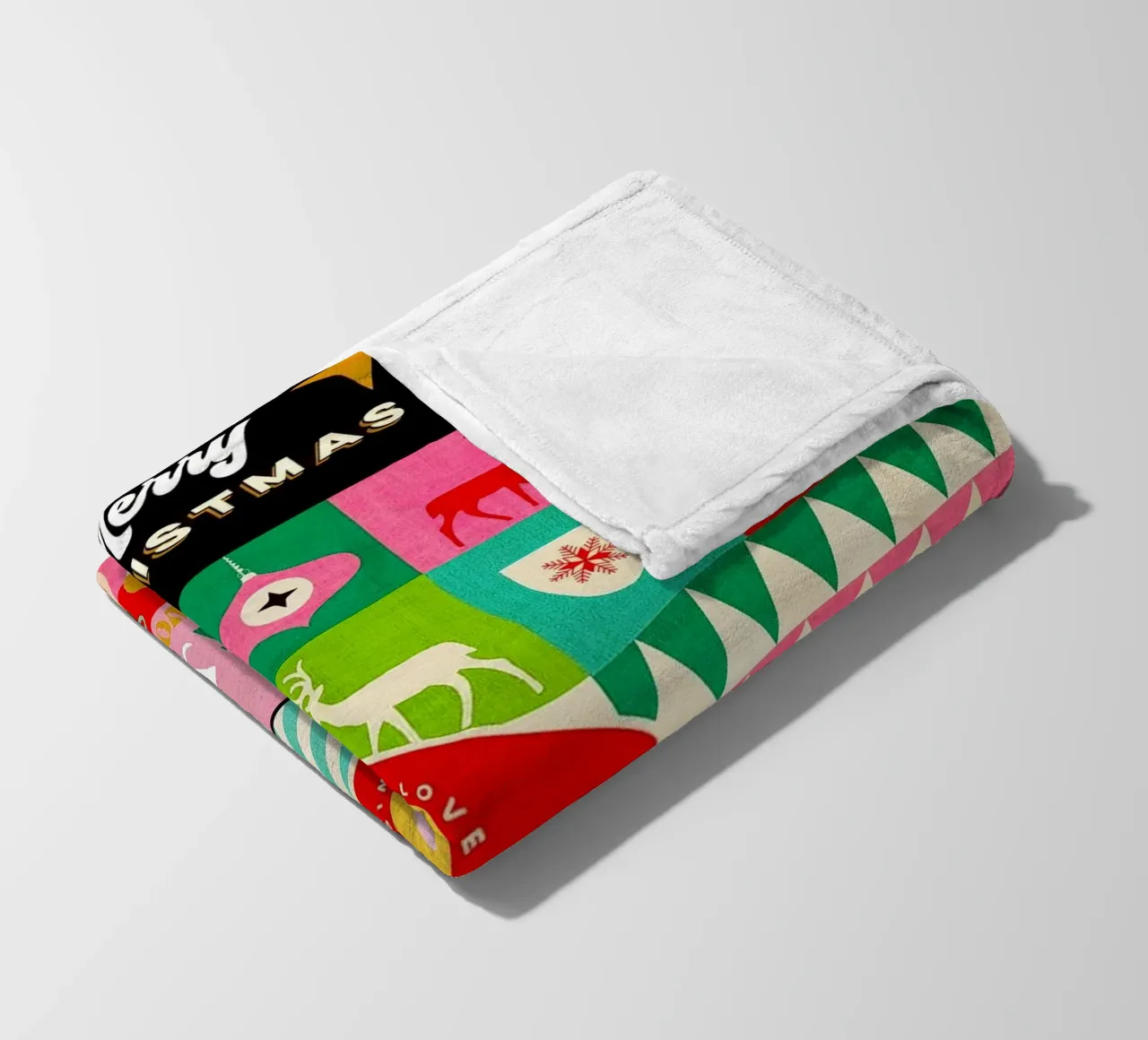 Buon Natale, auguri colorati di buone feste Patchwork coperta in pile da Dominique Vari