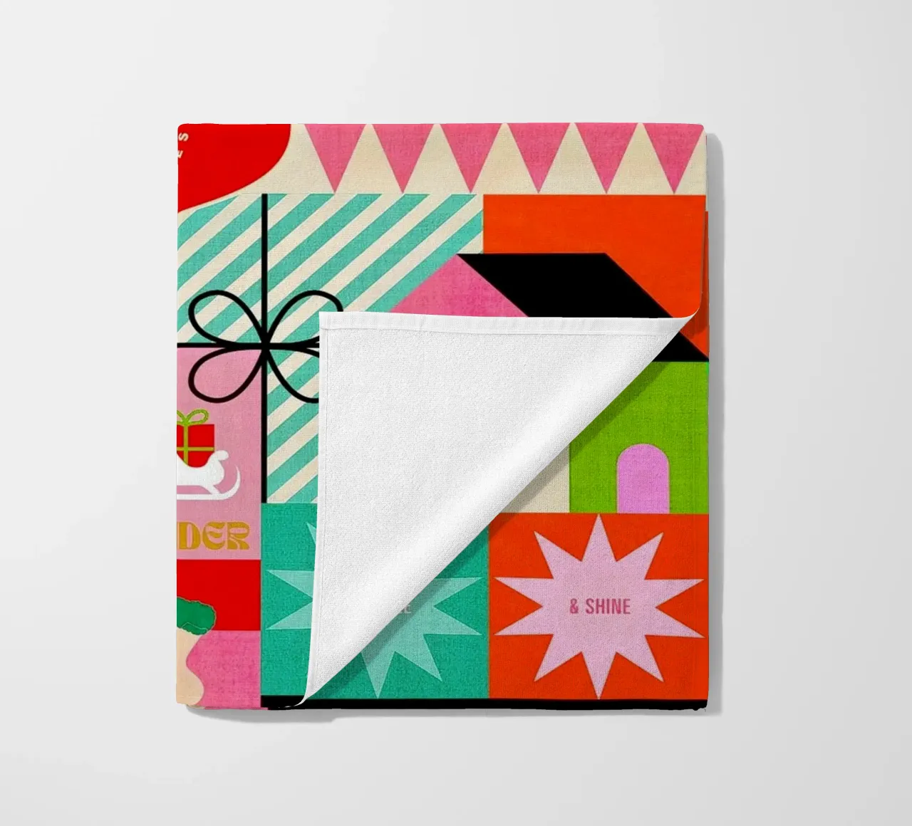 Buon Natale, auguri colorati di buone feste Patchwork telo mare da Dominique Vari