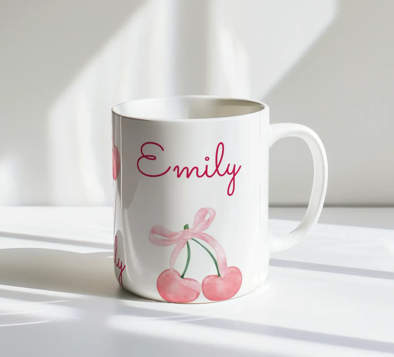 Ciliegia rosa con fiocchi tazza in ceramica da IamHomeStudio
