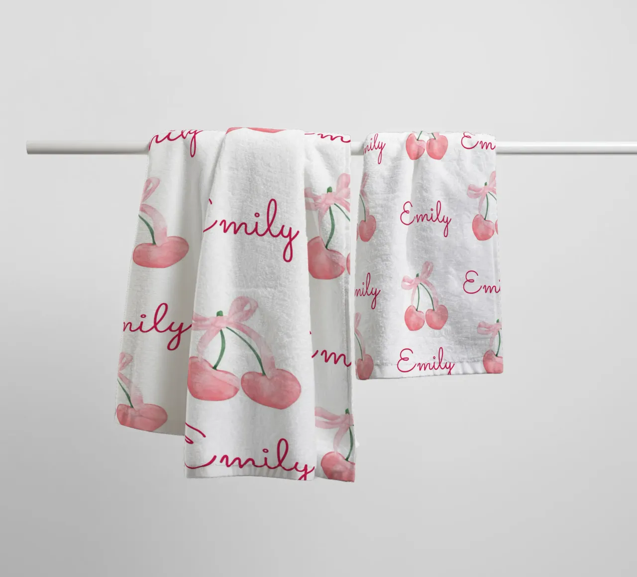 Rosa Kirsche mit Schleifen Handtuch von IamHomeStudio
