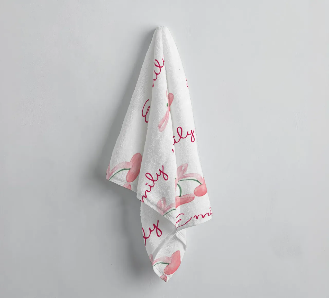 Rosa Kirsche mit Schleifen Handtuch von IamHomeStudio