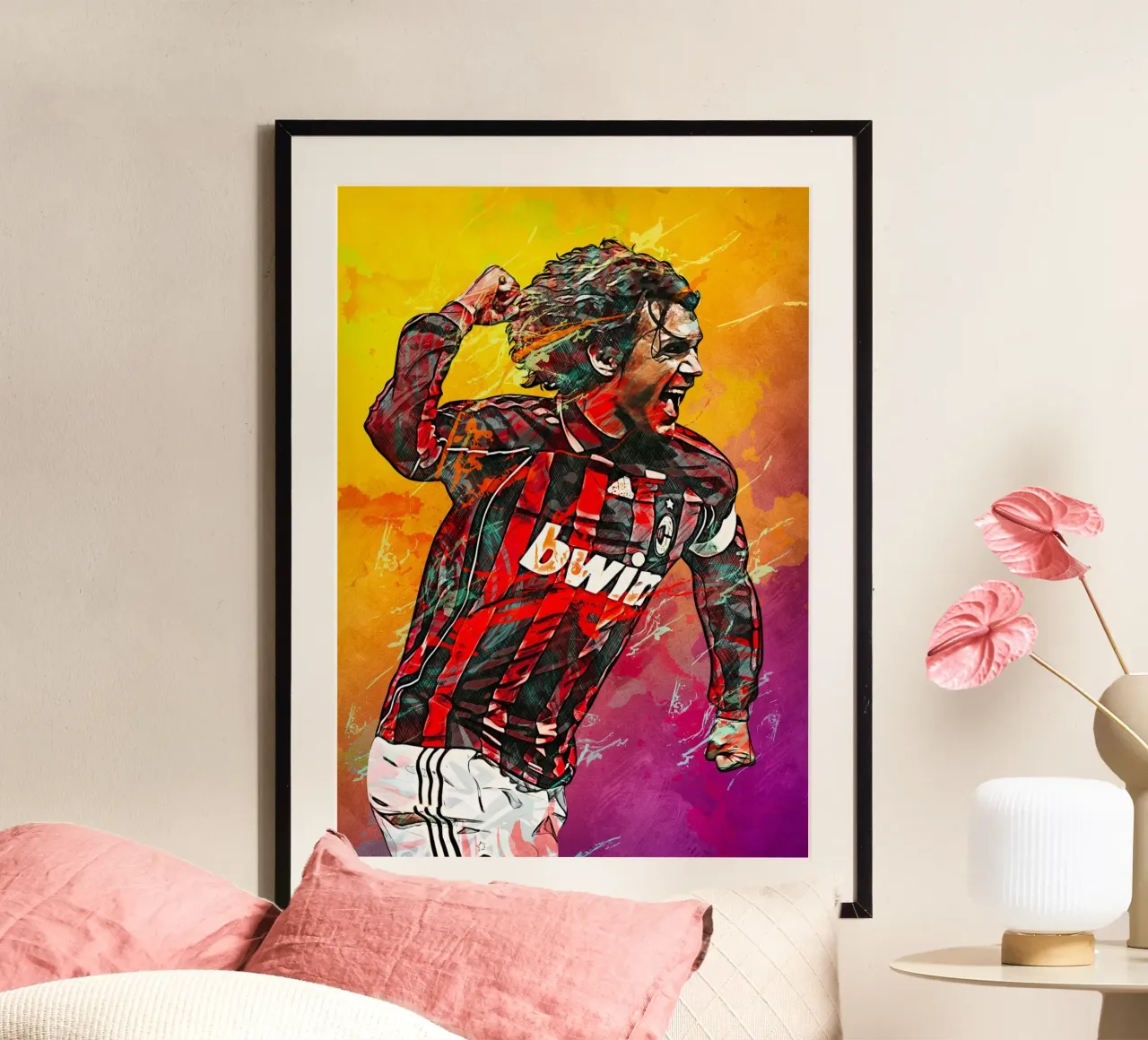 Paolo Maldini AC Milan poster con telaio in legno da tenten
