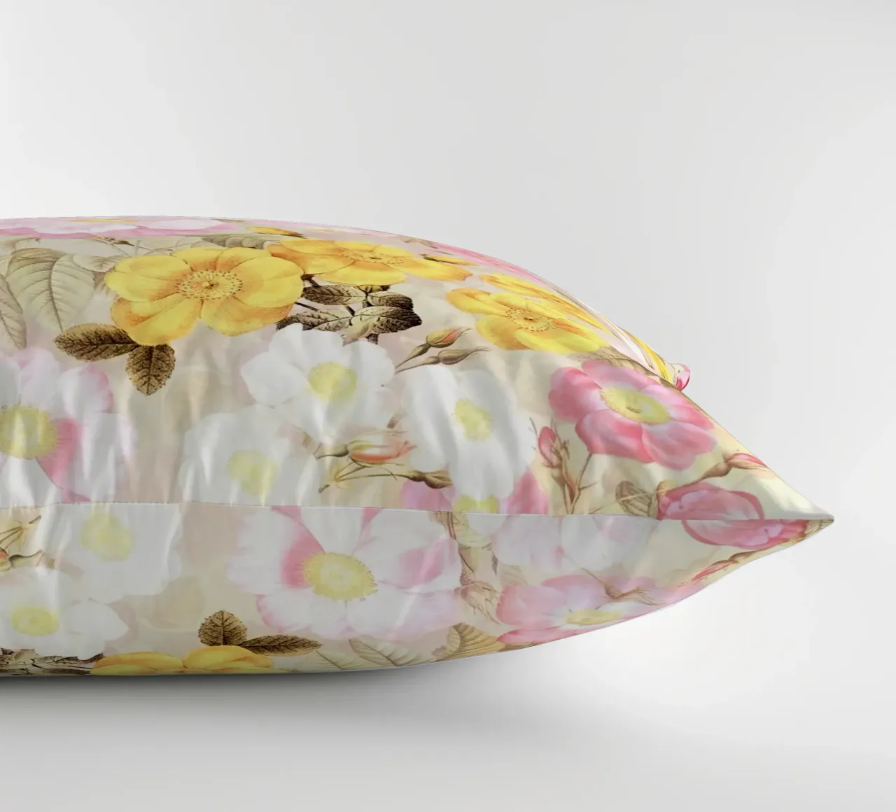 Blush Sunny Redouté Roses Summer Garden decorative cushion by Flower Garden - Uta Naumann