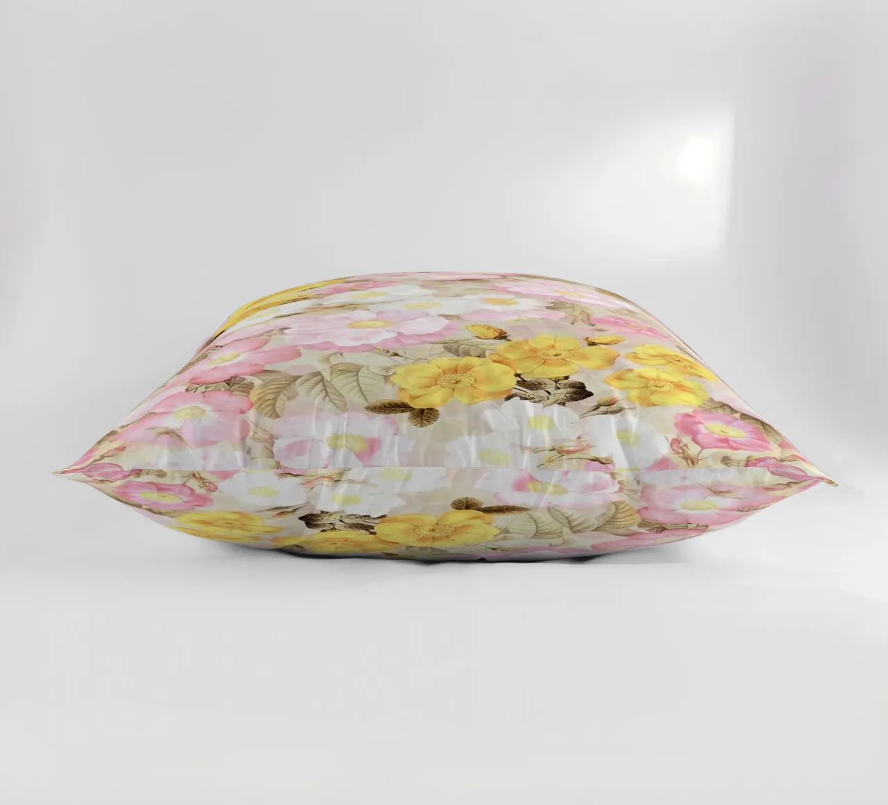 Blush Sunny Redouté Roses Summer Garden decorative cushion by Flower Garden - Uta Naumann