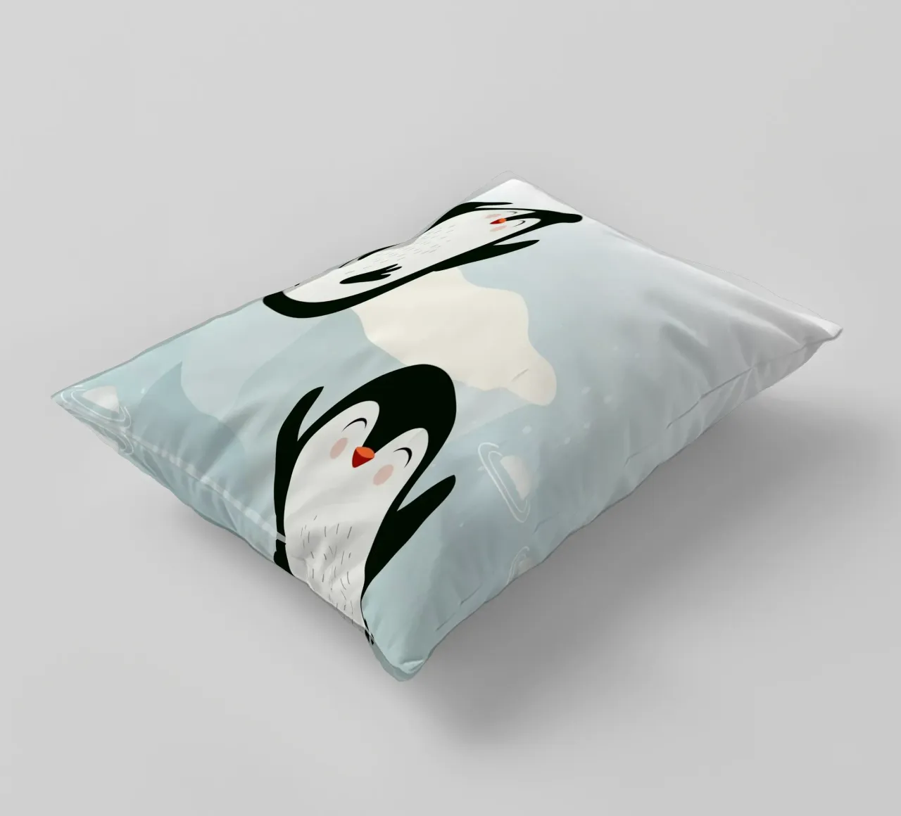 Due pinguini che giocano in acqua cuscino da namosh