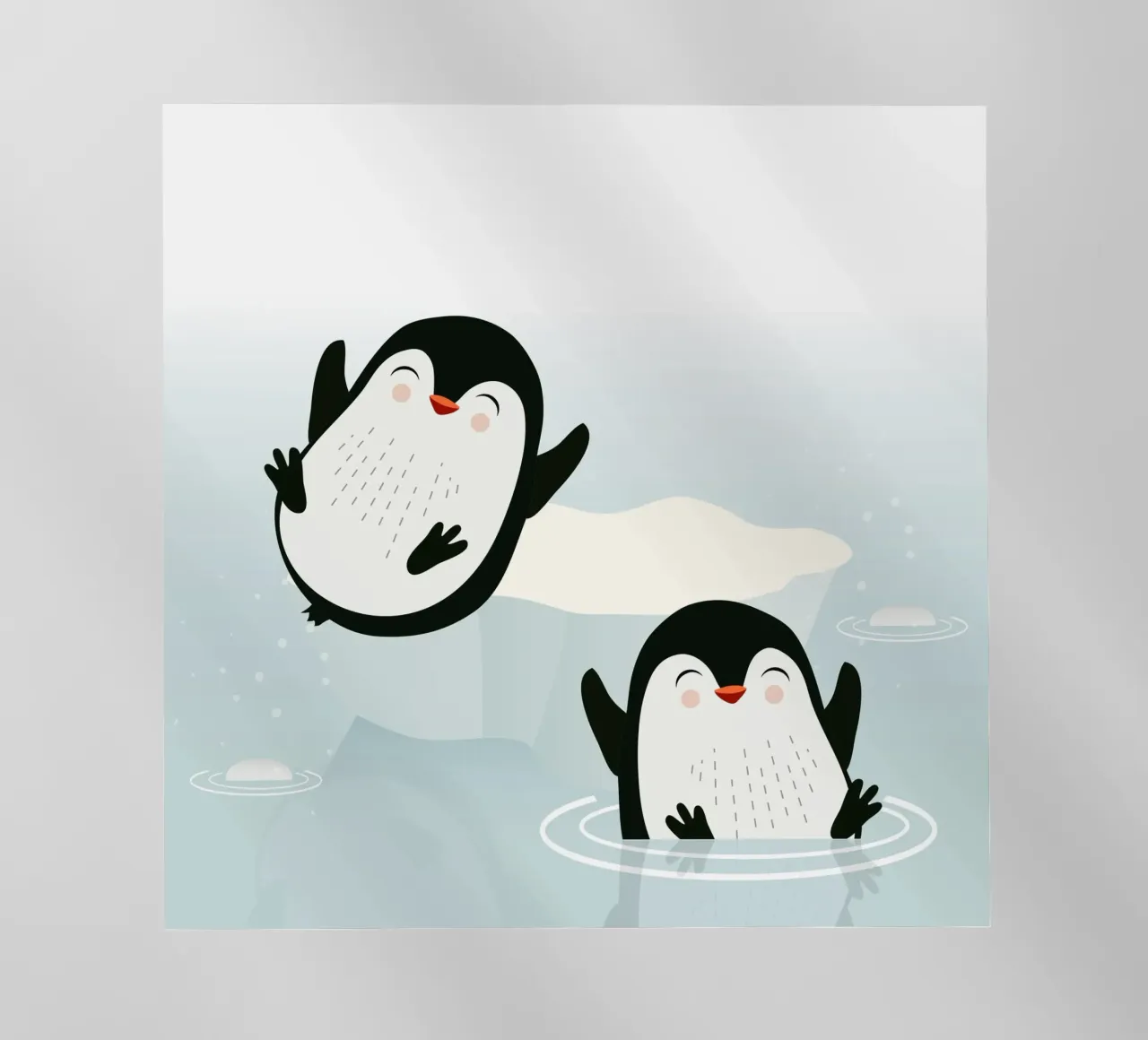 Due pinguini che giocano in acqua pellicola backlit da namosh