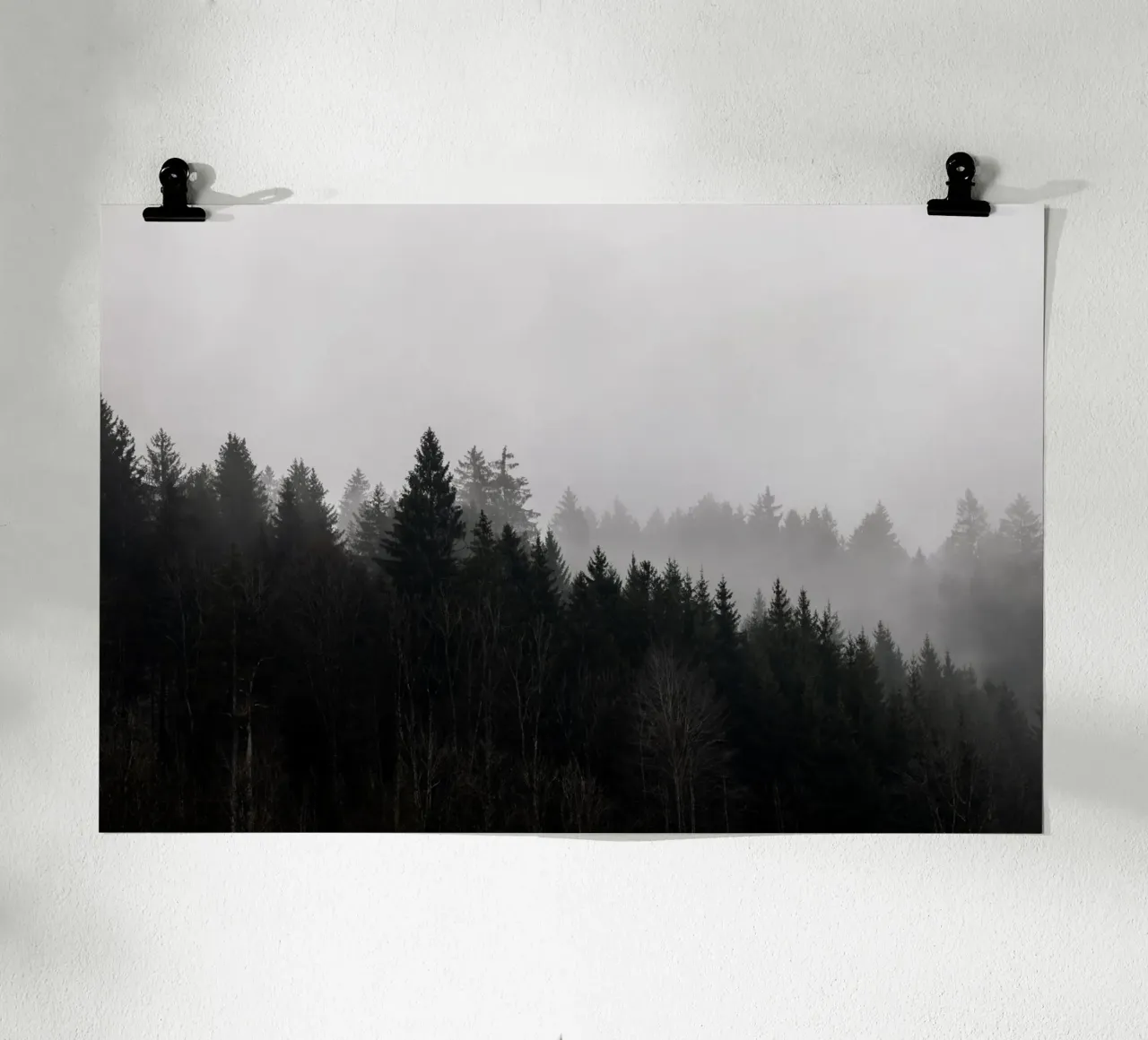 Foggy Woods 7 poster with plastic frame by Mareike Böhmer Photography