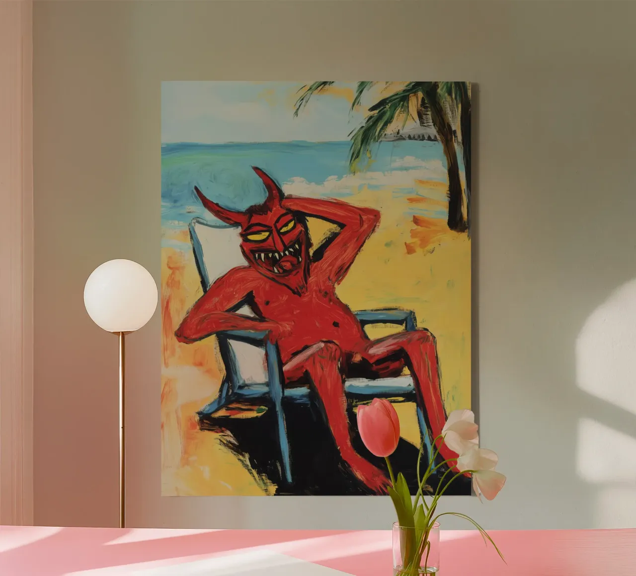 Red Devil on the Beach | Auguri per le vacanze tela con Cornice a cassetta da Autofocus