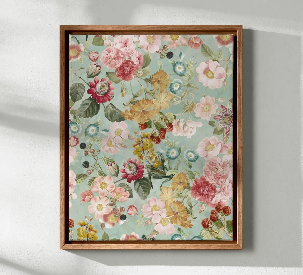 Vintage rococo rozen en wilde bloemen Luxe tuin canvas met Baklijst van Flower Garden - Uta Naumann