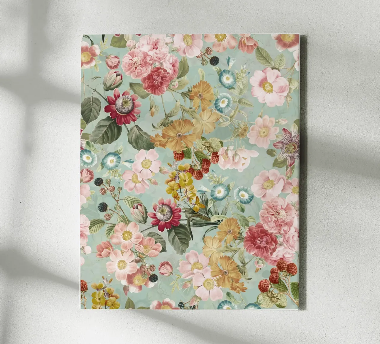 Vintage rococo rozen en wilde bloemen Luxe tuin canvas met Baklijst van Flower Garden - Uta Naumann