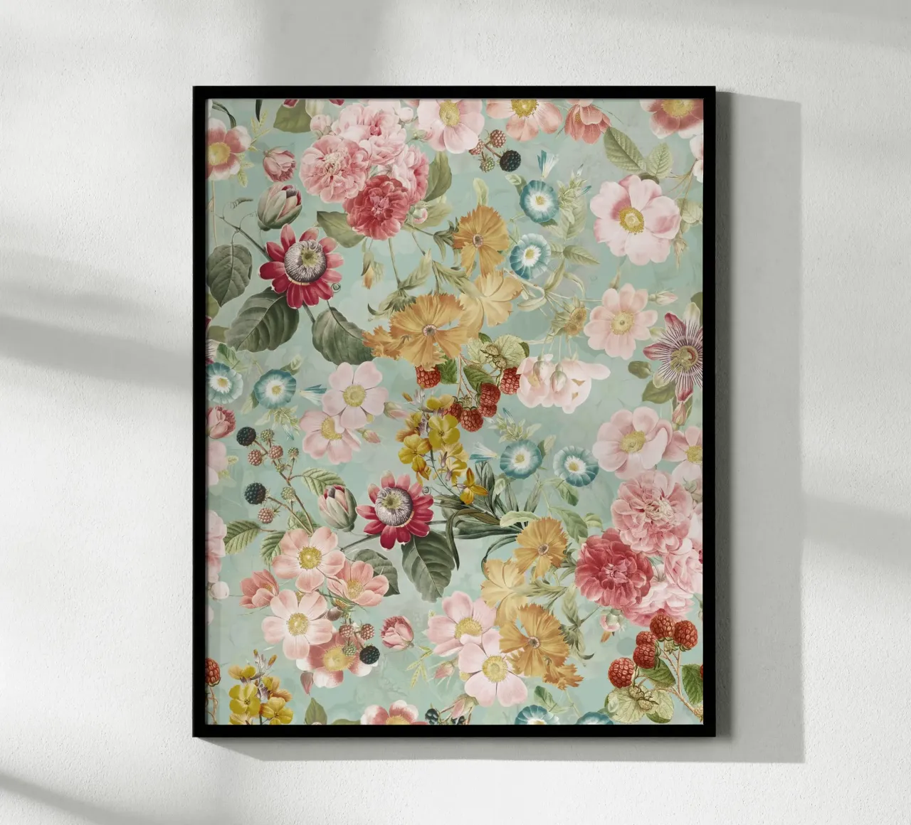 Rose e fiori selvatici rococò d'epoca Giardino di lusso poster con telaio in plastica da Flower Garden - Uta Naumann