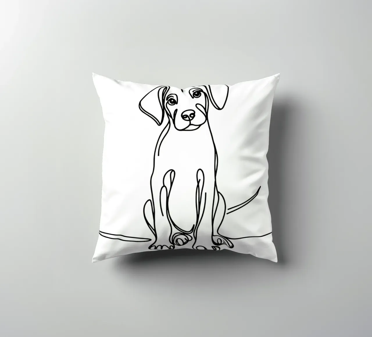 Disegno artistico lineare del cane Rhodesian ridgeback cuscino da WijdevenDesign