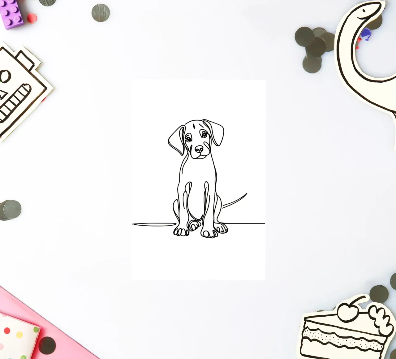 Rhodesian Ridgeback Hund Line Art Zeichnung Sticker von WijdevenDesign