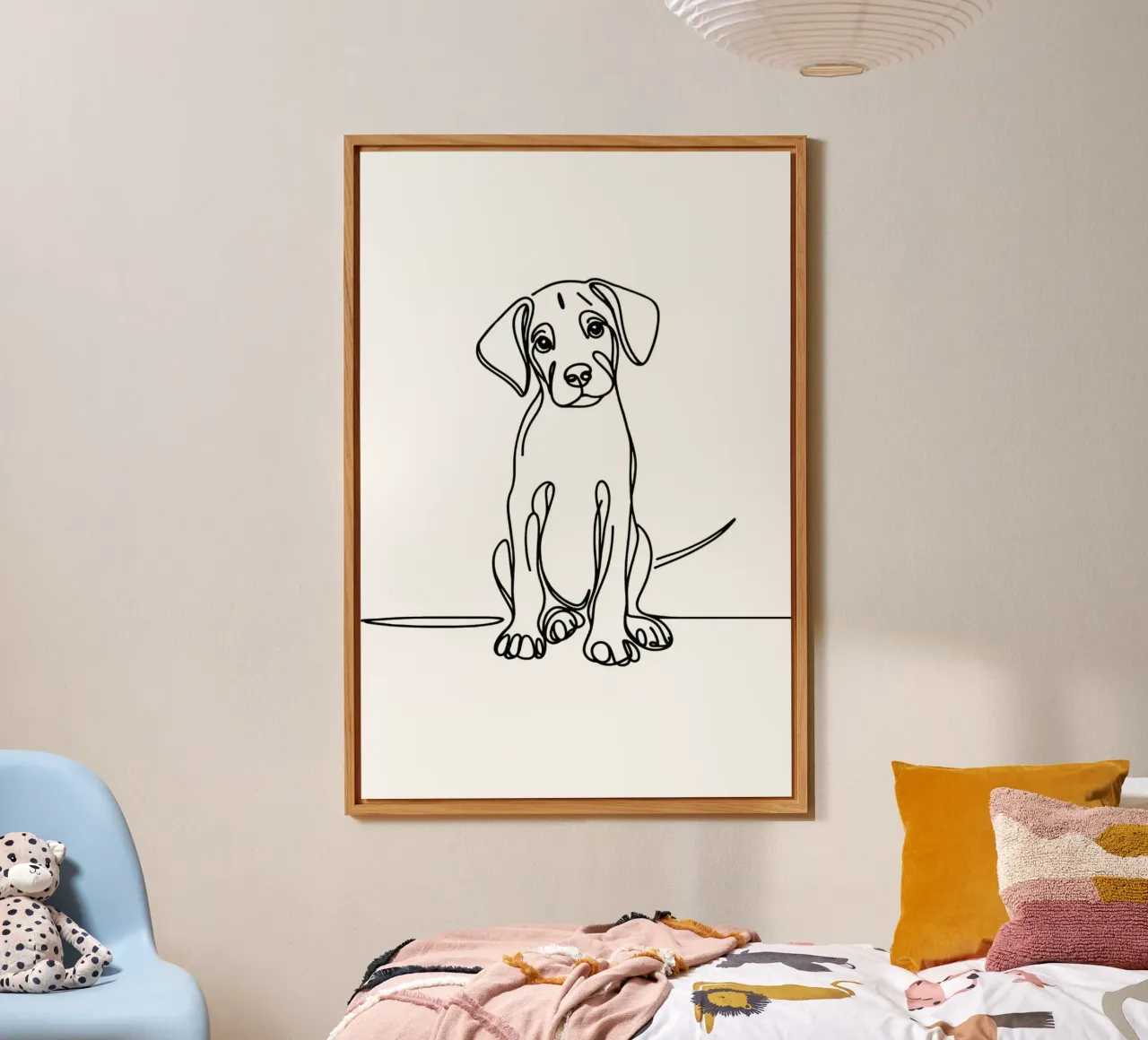 Disegno artistico lineare del cane Rhodesian ridgeback alluminio dibond da WijdevenDesign