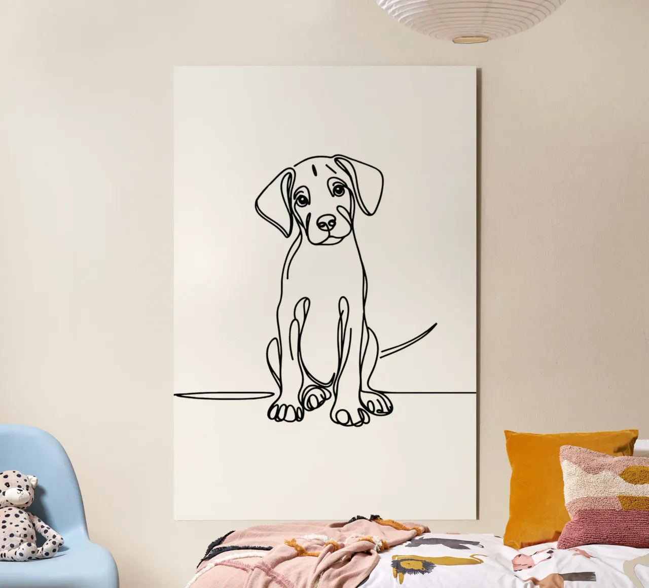 Disegno artistico lineare del cane Rhodesian ridgeback alluminio dibond da WijdevenDesign