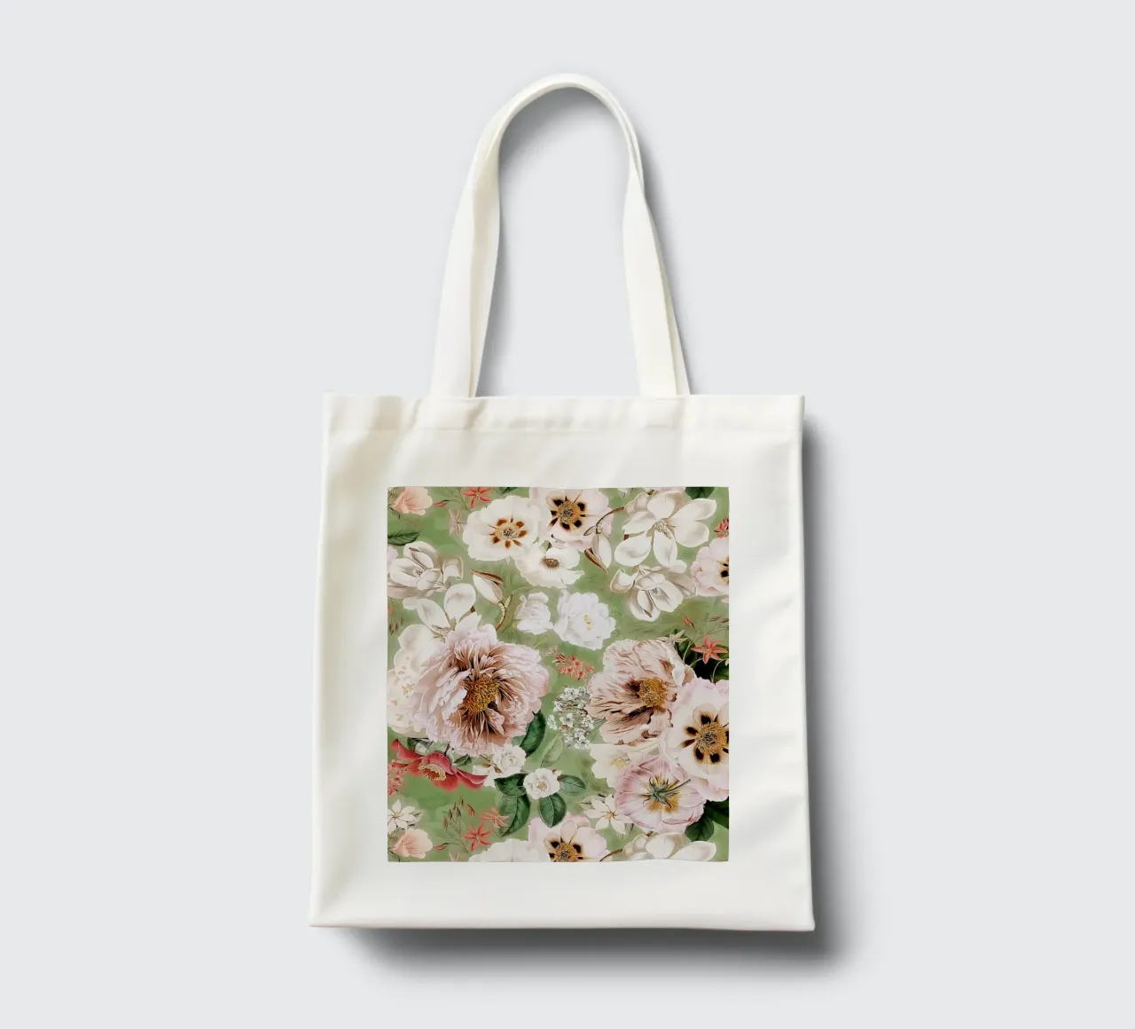Giardino di peonie, camelie e fiori selvatici di colore bianco borsa in juta da Flower Garden - Uta Naumann