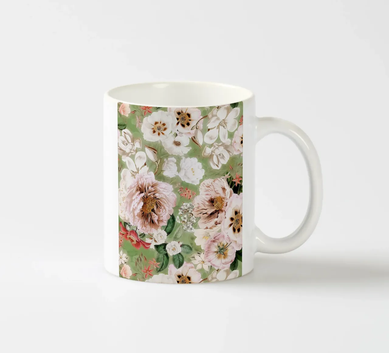 Giardino di peonie, camelie e fiori selvatici di colore bianco tazza in ceramica da Flower Garden - Uta Naumann