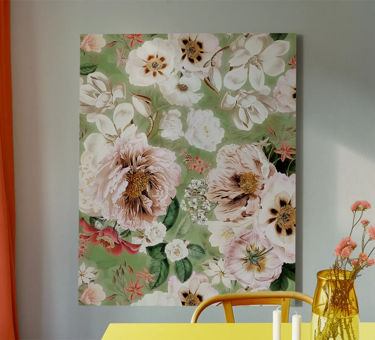 Blush Pfingstrosen, Kamelie und Wildblumen Garten Leinwand von Flower Garden - Uta Naumann