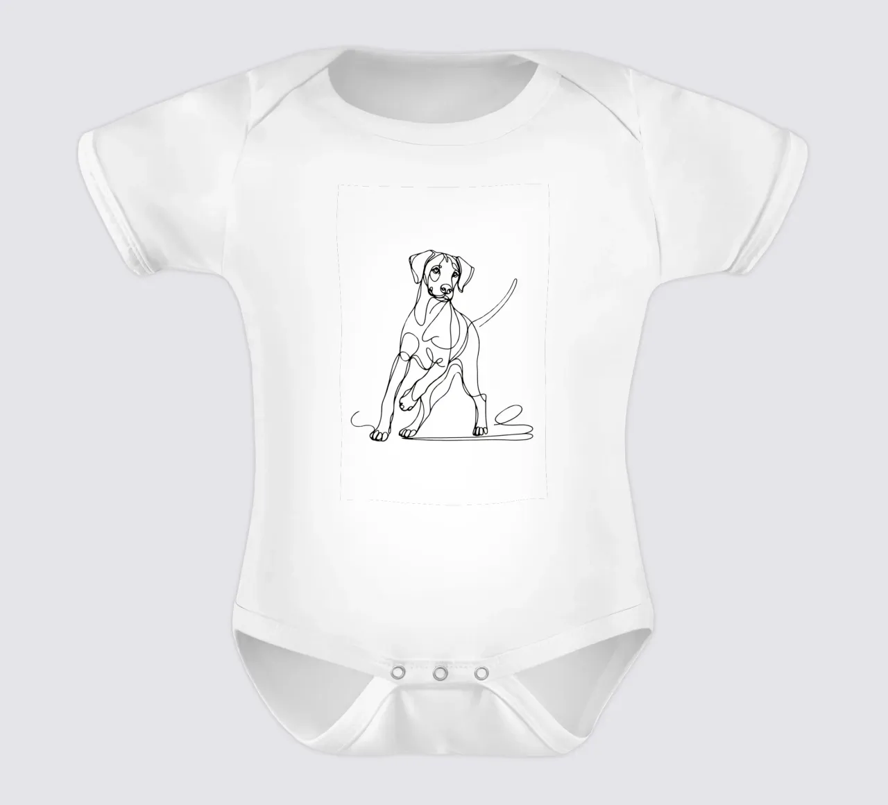 Rhodesian Ridgeback Hund Line Art Zeichnung Kurzarm Babybody von WijdevenDesign