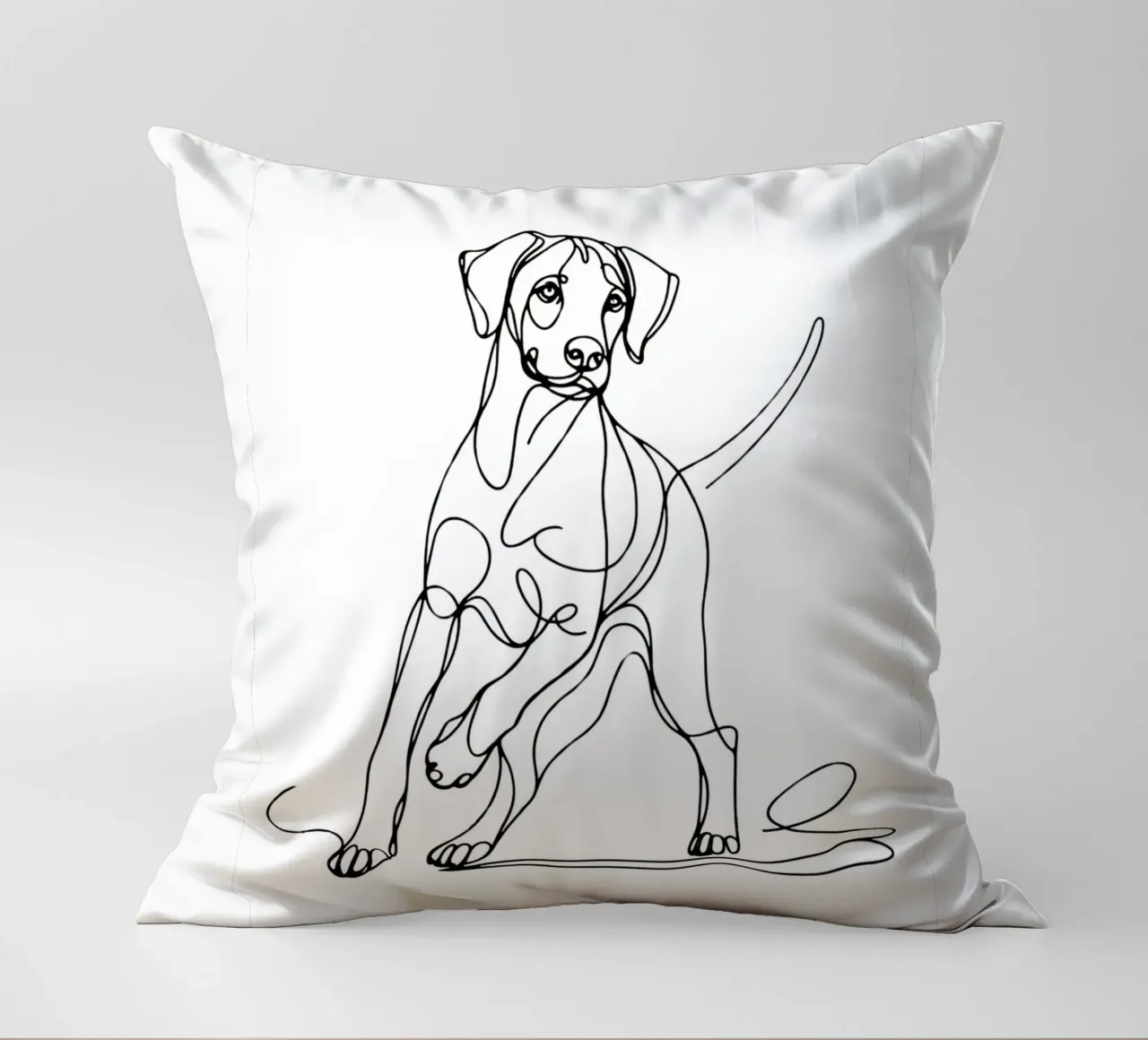 Disegno artistico lineare del cane Rhodesian ridgeback cuscino da WijdevenDesign